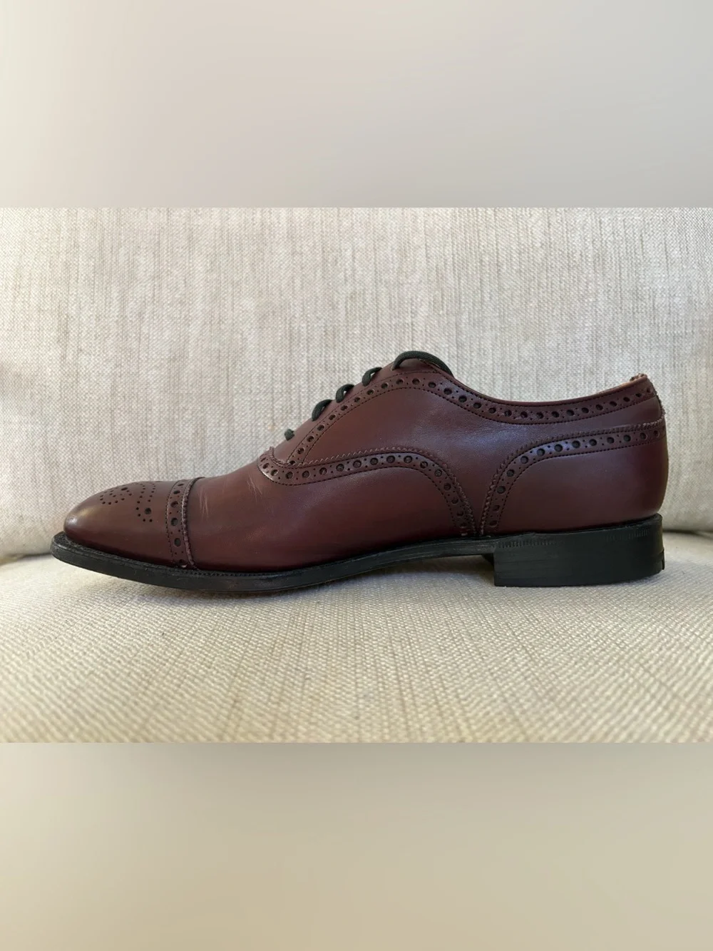 Church's Custom Made Diplomat Burgundy Brown Cap Toe Oxford Dress Shoe US 8.5D